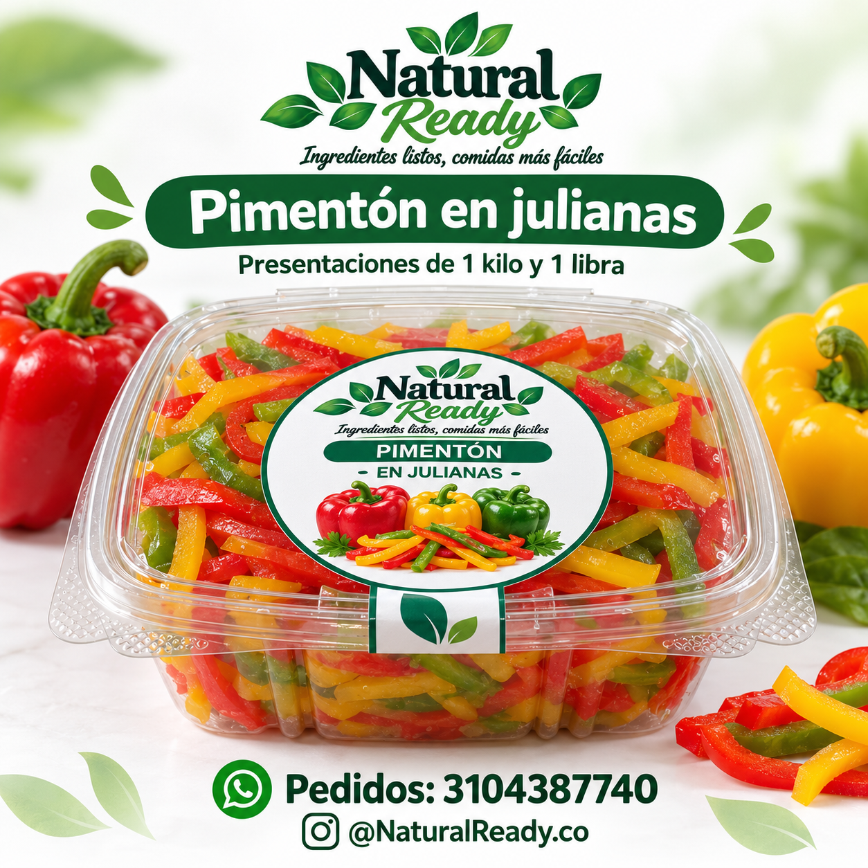 Pimentón en julianas, presentación Natural Ready